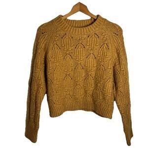 Zara Knit Textured Sweater Mustard Yellow Size Medium